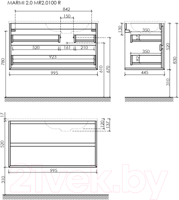 Тумба под умывальник Sancos Marmi 2.0 MR2.0100RECH
