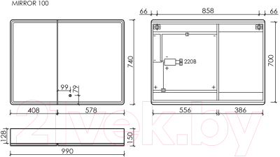 Шкаф с зеркалом для ванной Sancos Mirror MI100ECH