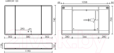 Шкаф с зеркалом для ванной Sancos Mirror MI120EG