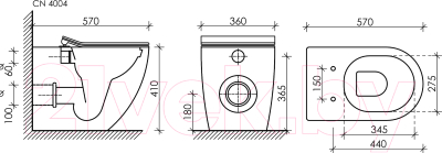 Унитаз подвесной Ceramica Nova Metropol Rimless CN4004MB