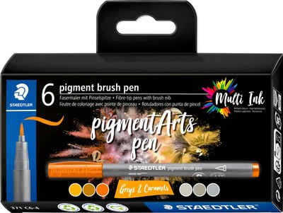 Набор капиллярных ручек Staedtler Pigment Brush. Greys&Caramels / 371 C6-4 - фото