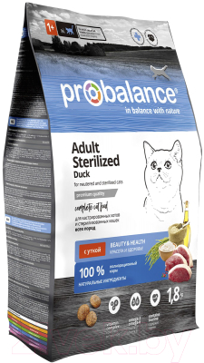 Сухой корм для кошек ProBalance Sterilized с уткой - фото