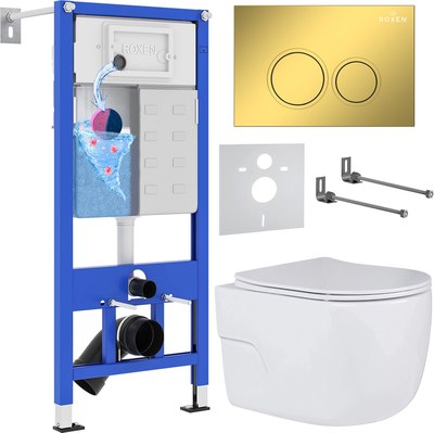 Унитаз подвесной с инсталляцией Roxen StounFix Dual Fresh 968015 - фото