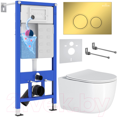 Унитаз подвесной с инсталляцией Roxen StounFix Dual Fresh 968046 - фото