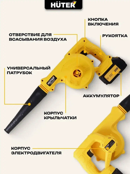 Воздуходувка аккумуляторная Huter CB-20/2Li EA+ (70/13/65)
