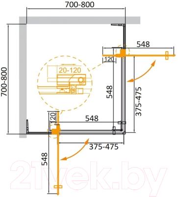 Душевой уголок Cezares SLIDER-A-2-70/80-GRIGIO-BORO