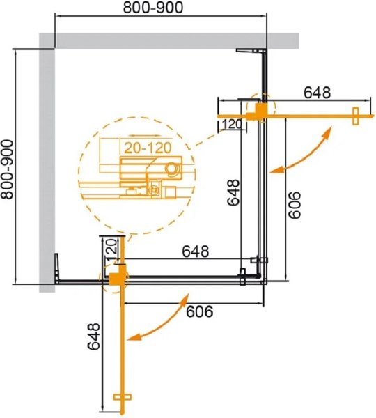 Душевой уголок Cezares SLIDER-A-2-80/90-BR-GM