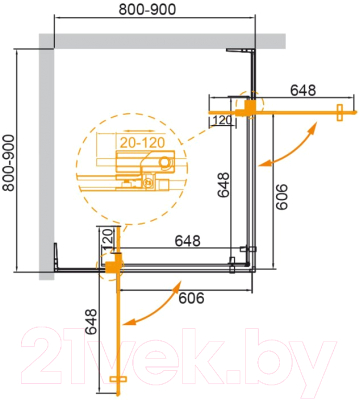 Душевой уголок Cezares SLIDER-A-2-80/90-GRIGIO-BORO