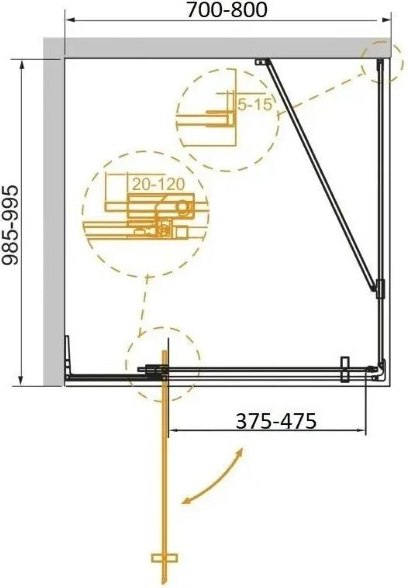Душевой уголок Cezares SLIDER-AH-1-100-70/80-BR-GM
