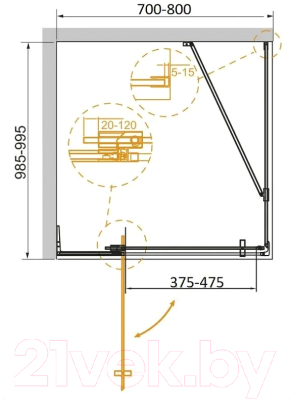 Душевой уголок Cezares SLIDER-AH-1-100-70/80-C-GM