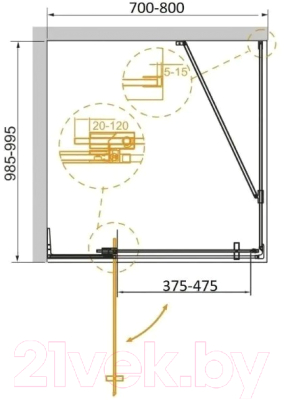 Душевой уголок Cezares SLIDER-AH-1-100-70/80-GRIGIO-GM