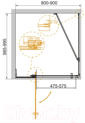 Душевой уголок Cezares SLIDER-AH-1-100-80/90-C-GM