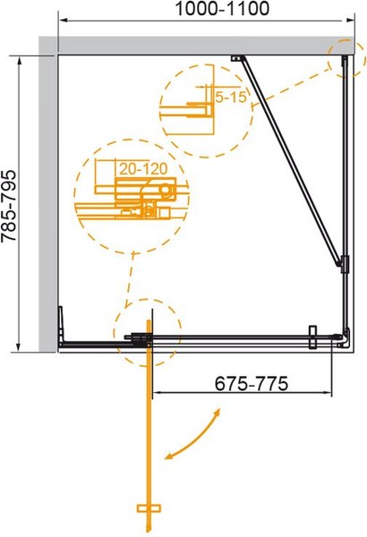 Душевой уголок Cezares SLIDER-AH-1-80-100/110-BR-GM