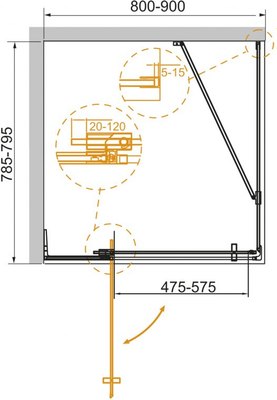 Душевой уголок Cezares SLIDER-AH-1-80-80/90-BR-GM