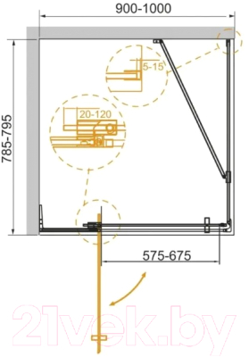 Душевой уголок Cezares SLIDER-AH-1-80-90/100-BR-GM