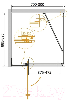Душевой уголок Cezares SLIDER-AH-1-90-70/80-C-GM