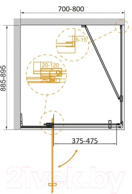 Душевой уголок Cezares SLIDER-AH-1-90-70/80-GRIGIO-GM