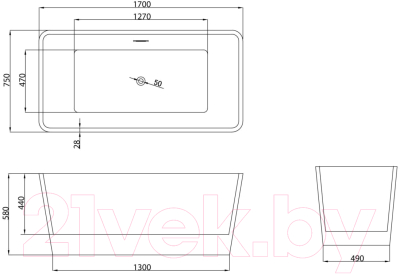 Ванна акриловая Grossman GR-2022 Cristal 170x75