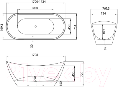 Ванна акриловая Grossman GR-2104 Galaxy 170x75