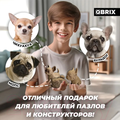 Конструктор QBRIX Три щенка 3D 20042