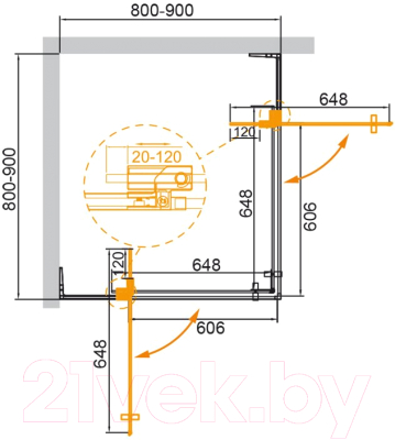 Душевой уголок Cezares SLIDER-A-2-80/90-C-BORO