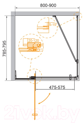 Душевой уголок Cezares SLIDER-AH-1-80-80/90-C-GM