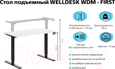 Письменный стол WellDesk WDM First 139.5x80x1.8