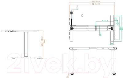 Письменный стол WellDesk WDM First 139.5x80x1.8
