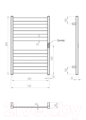 Полотенцесушитель электрический Двин G Plaza Neo 80/50