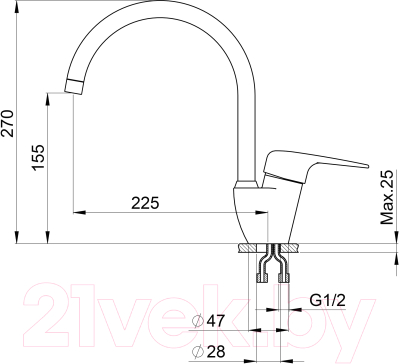 Смеситель Krona Wasser H270 1 / КА-00006900
