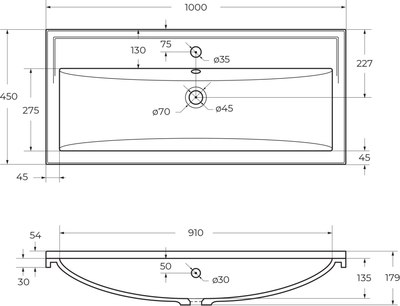 Умывальник Cezares CZR-1000/450-LV-MR-FS
