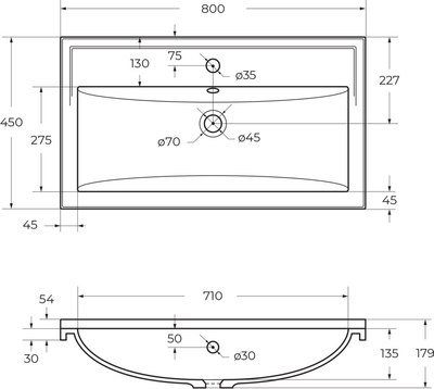 Умывальник Cezares CZR-800/450-LV-MR-FS