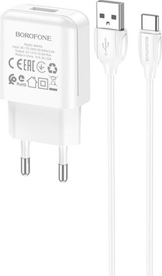Зарядное устройство сетевое Borofone BA64A + кабель AM-Type-C - фото