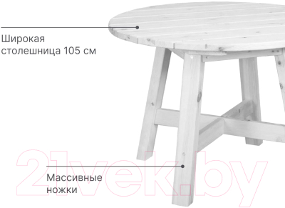 Стол садовый Dipriz Ойвинд Д.60047.1 (белый)