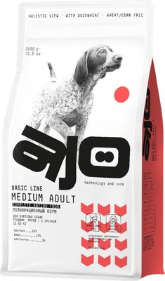 Сухой корм для собак AJO Medium Adult для взрослых собак ср. пород с говядиной и гречкой - фото