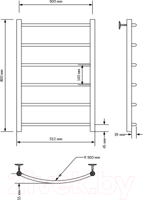 Полотенцесушитель водяной Indigo Arc 80x50 / LAW80-50