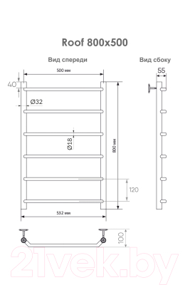 Полотенцесушитель водяной Indigo Roof 80x50 / LRW80-50