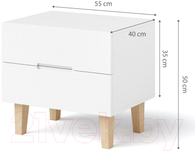 Прикроватная тумба Dipriz Чек 2 ящика / Д.2338.1