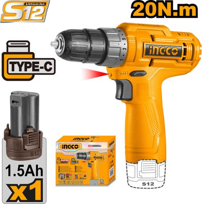 Аккумуляторная дрель-шуруповерт INGCO CDLI12428
