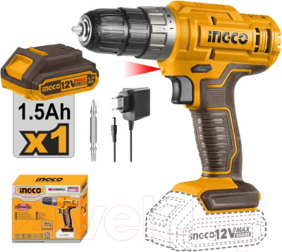 Аккумуляторная дрель-шуруповерт INGCO CDLI1218 - фото