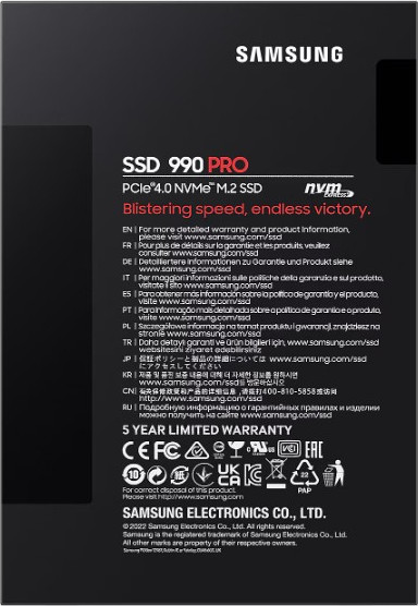 SSD диск Samsung 990 Pro 4TB (MZ-V9P4T0BW)
