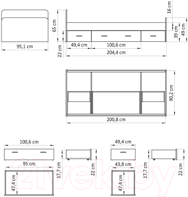 Односпальная кровать Dipriz Borо 90x200 / Д.80047.1