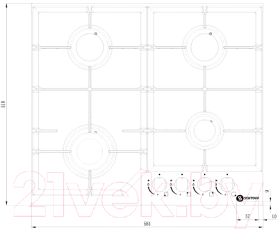 Газовая варочная панель Schtoff H 6034 C30 IS