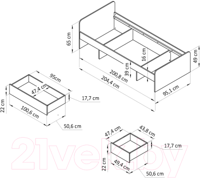 Односпальная кровать Dipriz Borо 90x200 / Д.80070.2