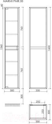 Шкаф-пенал для ванной Sancos Marmi / PMR35EG