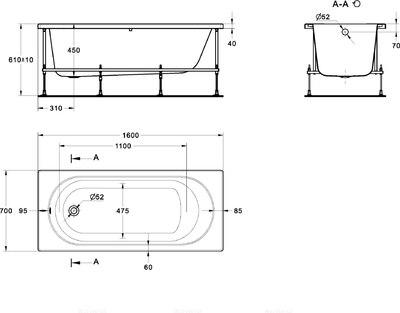 Ванна акриловая Roca Gava 150x75 / ZRU9307848