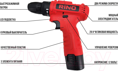 Аккумуляторная дрель-шуруповерт RINO DRL3-1