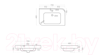 Умывальник Jaquar Alive ALS-WHT-85601
