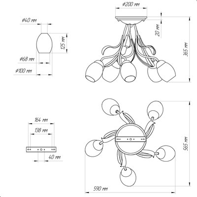 Потолочный светильник Элетех Лилия НПБ 01-5x60-107 Е27 / 1005405402