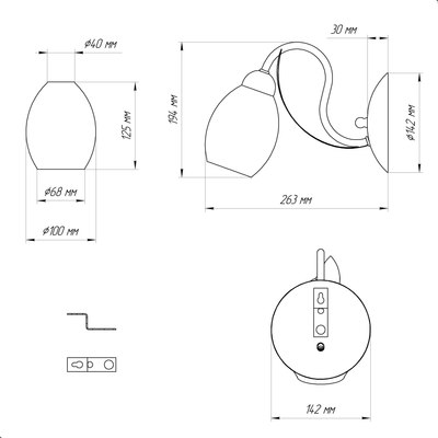 Бра Элетех Лилия НББ 01-60-112 Е27 / 1005405406